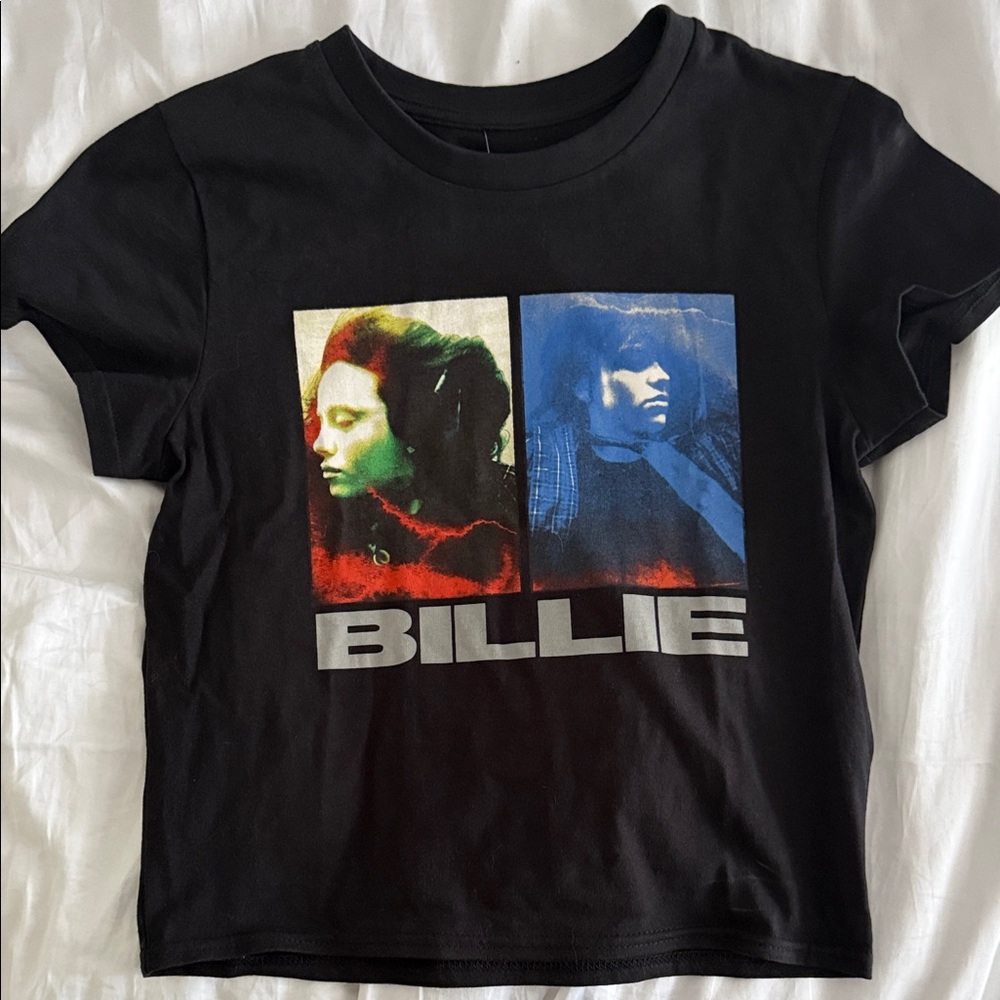 Billie Eilish Double Portrait Baby Tee Cropped Size Small